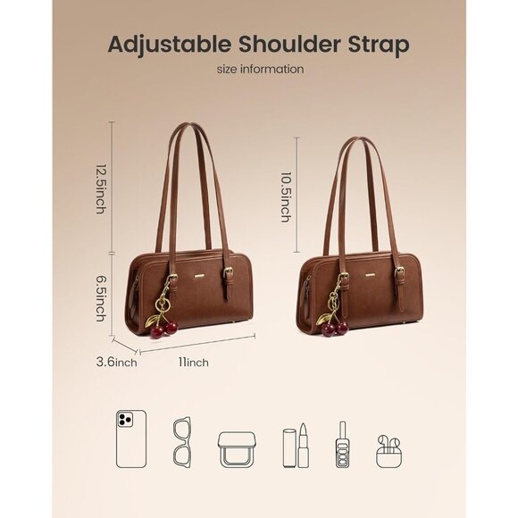 Stylish Vegan Leather Clutch - Trendy Swing Zip Bag with Charming Cherry Detail - Picture 5 of 6